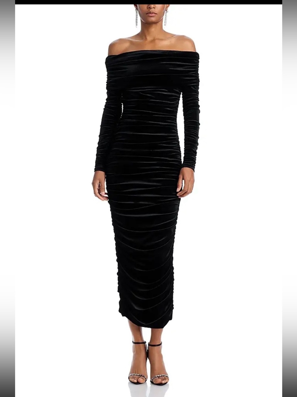 Ronny Kobo Women's Varonica Off The Shoulder Velvet Long Dress, Black, Medium